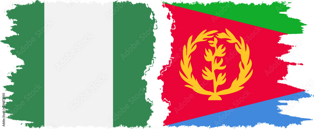Eritrea and Nigeria grunge flags connection vector