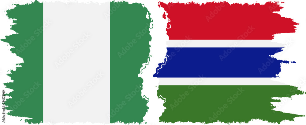 Gambia and Nigeria grunge flags connection vector Gambia and Nigeria grunge flags connection vector