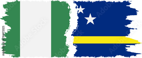 Curacao and Nigeria grunge flags connection vector