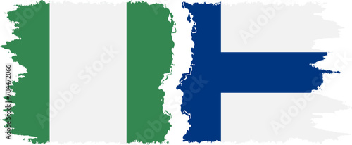 Finland and Nigeria   grunge flags connection vector