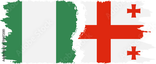 Georgia and Nigeria   grunge flags connection vector