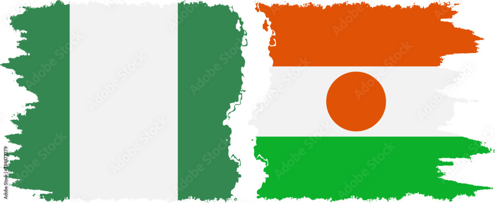 Niger and Nigeria grunge flags connection vector Niger and Nigeria grunge flags connection vector