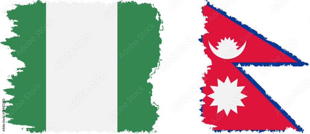 Nepal and Nigeria grunge flags connection vector Nepal and Nigeria grunge flags connection vector