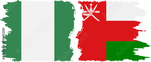 Oman and Nigeria grunge flags connection vector