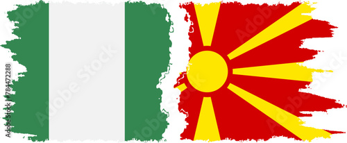 Northern Macedonia and Nigeria   grunge flags connection vector photo