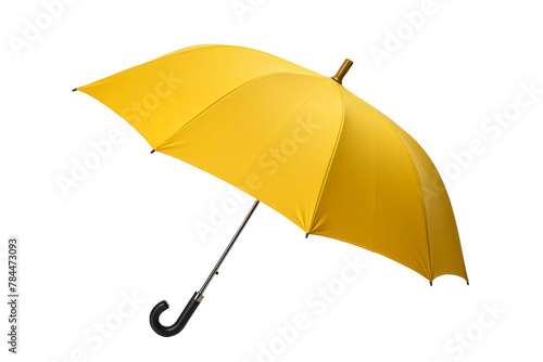 A Splash of Sunshine: Yellow Umbrella With Black Handle. On White or PNG Transparent Background.