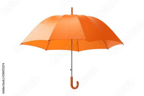 Citrus Canopy: Vibrant Orange Umbrella With Black Handle on White Background. On White or PNG Transparent Background.