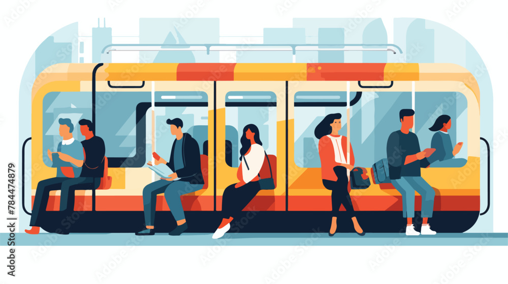 People traveling by subway or underground flat vector