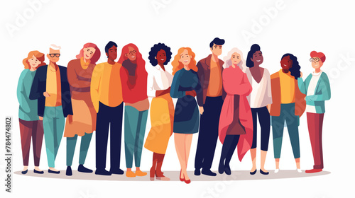 People standing together isolated flat vector illustration