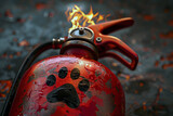 Fire Extinguisher with Paw Print on Cinematic Isolated Background