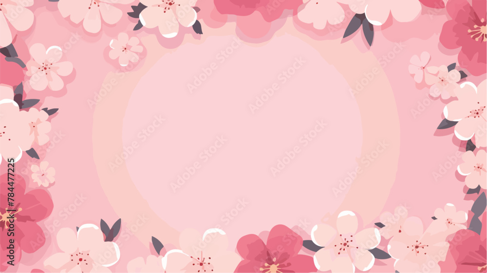 Pink background and frame with flowers and text spa