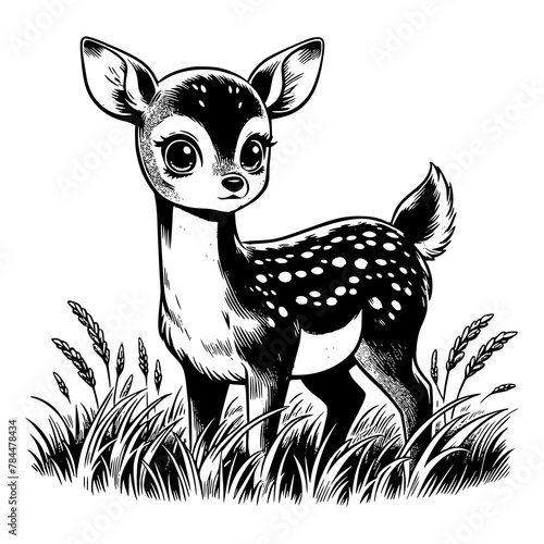 animal wild deer in wilderness standing pose vector illustration