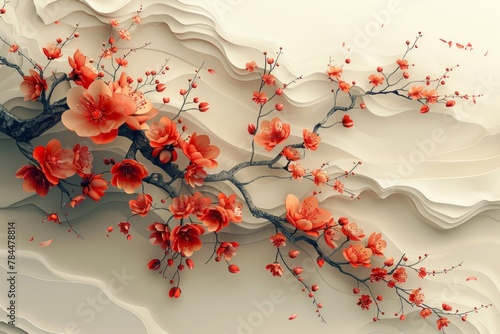 Blossom on a cream background, Asian American and Native Hawaiian heritage / Pacific Islander Heritage Month (APAHM) or asian american pacific islander (AAPI) heritage month in may photo