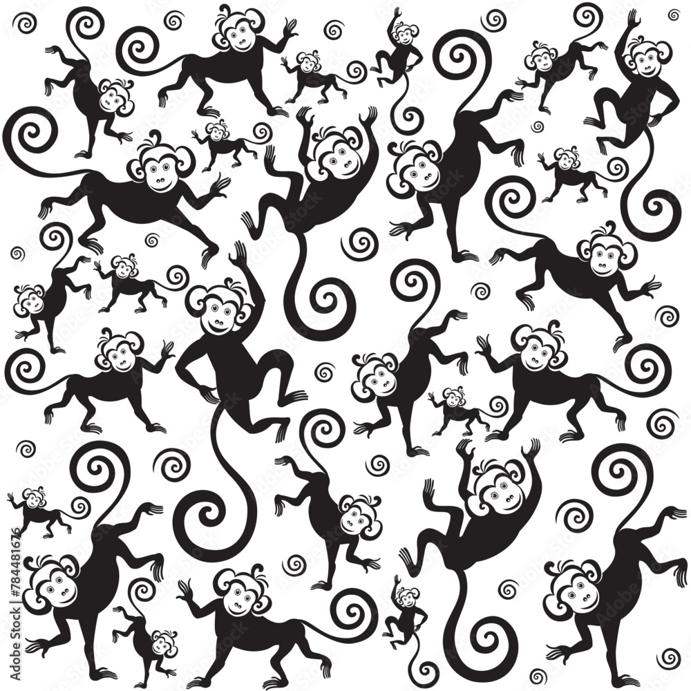 Seamless pattern background with monkeys. Symbol of 2028 year. Illustration Seamless pattern background with monkeys. Symbol of 2028 year. Illustration