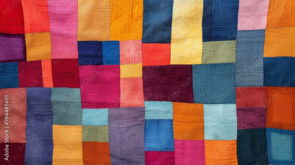 A colored patchwork square with a few squares of different colors