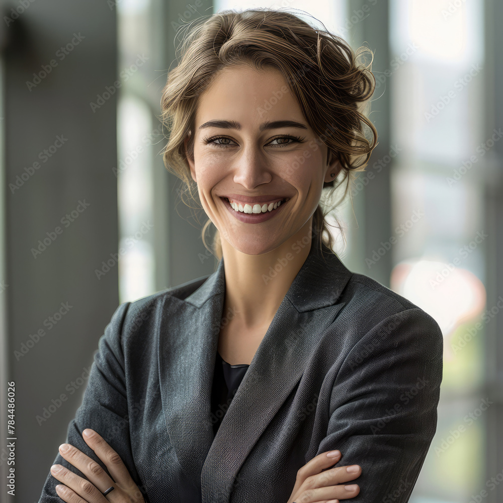 Portrait of businesswoman in suits on a blurred office background. Concept of business, finance, professional, profession, occupation, employee, boss, employer Portrait of businesswoman in suits on a blurred office background. Concept of business, finance, professional, profession, occupation, employee, boss, employer