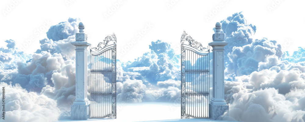 Naklejka premium The Pearly Gates with clouds and Heaven isolated on transparent background.