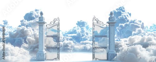 The Pearly Gates with clouds and Heaven isolated on transparent background. © comicsans