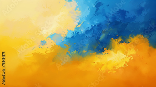 peinture abstreinte bleu et jaune