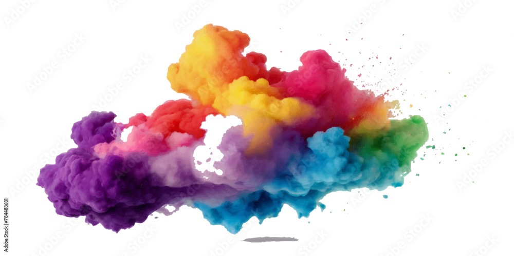 Colorful smoke rainbow painted holi fog festival background. Colorful rainbow paint color smoke cloud explosion isolated on transparent background. Colorful smoke rainbow painted holi fog festival background. Colorful rainbow paint color smoke cloud explosion isolated on transparent background.
