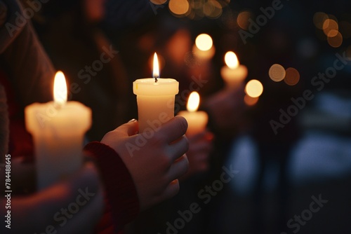 A group of individuals holding lit candles in their hands during a ceremony or vigil