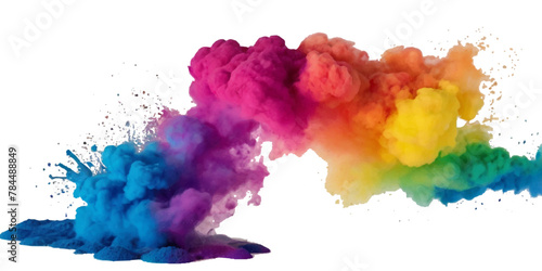 Wallpaper Mural Vector colorful vibrant rainbow, smoke and cloud holi paint color powder explosion with bright colors isolated  on transparent background. Multicolored explosion of rainbow powder paint holi festival  Torontodigital.ca