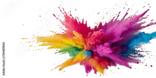 Colorful smoke rainbow painted holi fog festival background. Colorful rainbow paint color smoke cloud explosion isolated on transparent background.