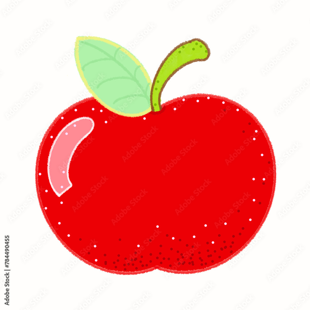 Illustration Red Apple With Leaf On Transparent Background, PNG Image