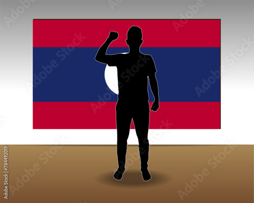 Laos flag paper texture, single-piece element, vector design