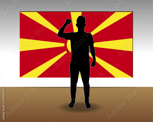 Macedonia flag paper texture, single-piece element, vector design