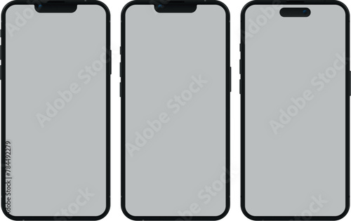 Black and white smartphones on white isolated background