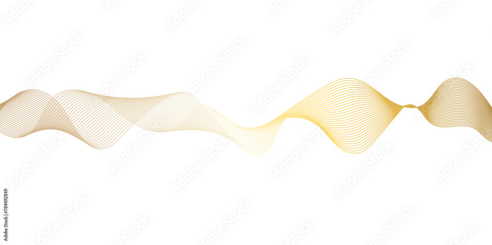 Abstract wavy lines flowing curve golden gradient color on transparent ...