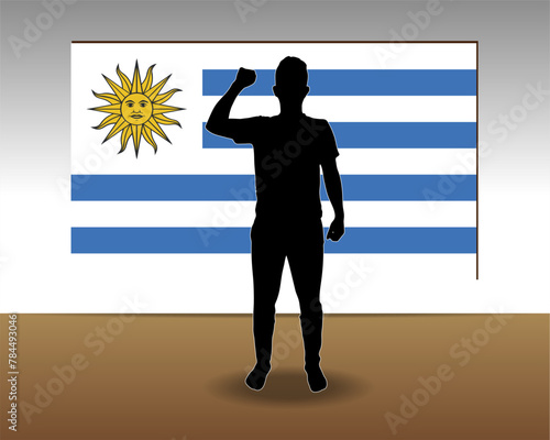 Uruguay flag paper texture, single-piece element, vector design
