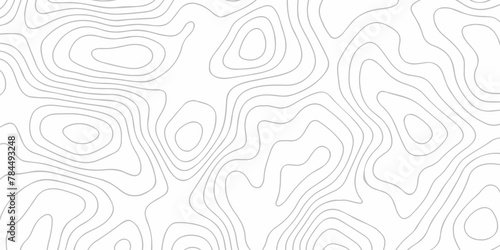 Topographic map background geographic line map with seamless ornament design. The black on white contours vector topography stylized height of the lines map.