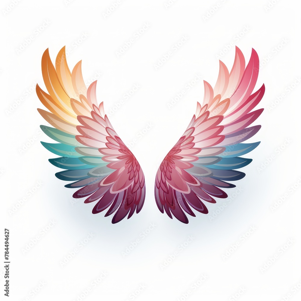 Obraz premium A pair of rainbow-colored wings