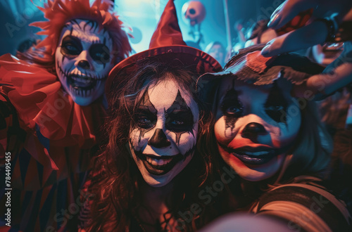 people in costume celebrating halloween together at a party © Kien