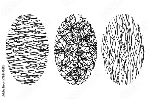 Oval doodles set. Abstract elements, careless doodles. Isolated vector illustration for your design