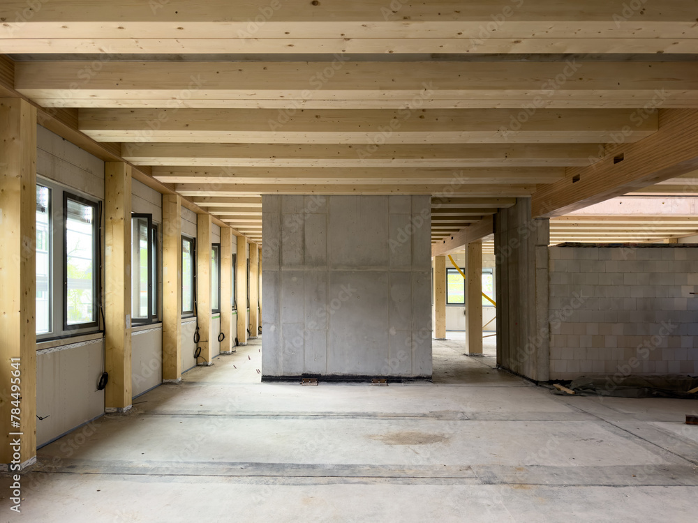 construction site of a sustainable Timber-concrete composite office building. construction site of a sustainable Timber-concrete composite office building.