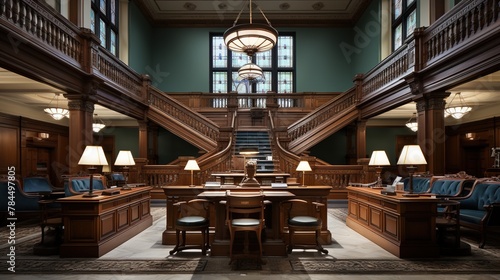 A Realistic and Detailed Interior of a Courtroom © FantasyDreamArt