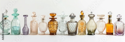 Isolated Set of Vintage Perfume Bottles