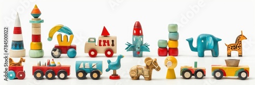 Isolated Set of Vintage Wooden Toys © Dongdong