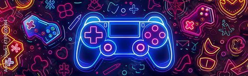 Gaming Icons and Neon Wallpaper Design Images.