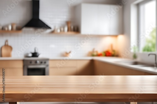 Empty table blurred modern kitchen background  © Land Stock