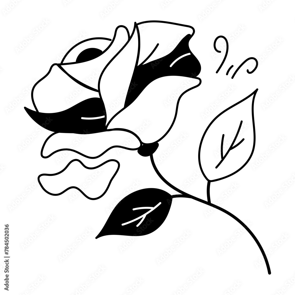 Easy to edit doodle icon of botanical flower  - obrazy, fototapety, plakaty 