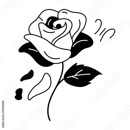 Get your hands on valentine rose doodle icon 