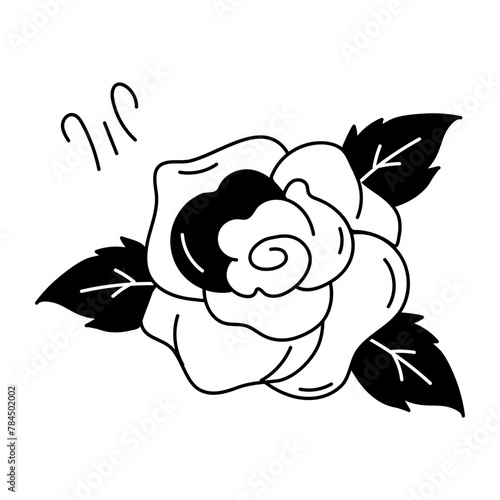 An appealing hand drawn icon of rose petals 