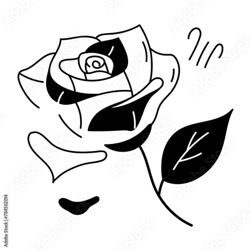 Download hand drawn icon of blooming flower 