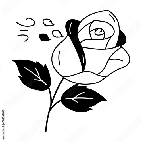 Visually appealing doodle icon of rose flower