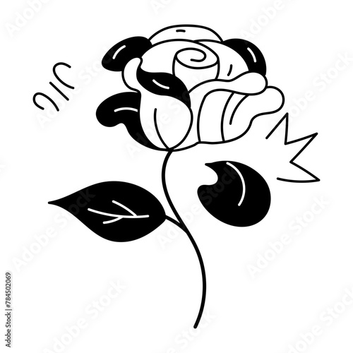 Grab this beautiful rose doodle icon 