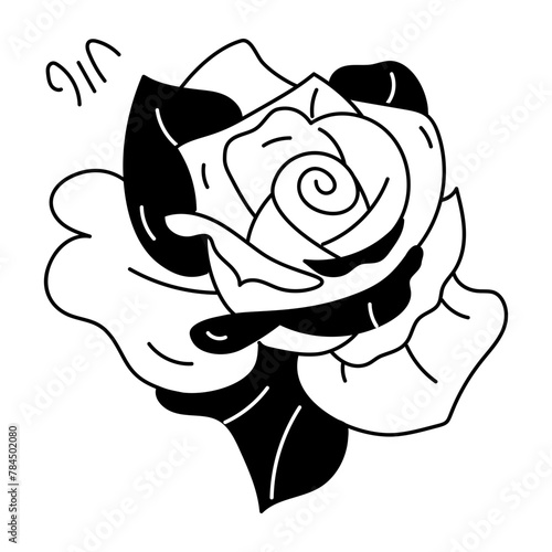 An appealing hand drawn icon of rose petals 